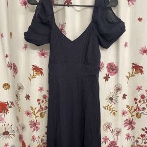 Altar’d State Blue Midi Dress with Cap Sleeves